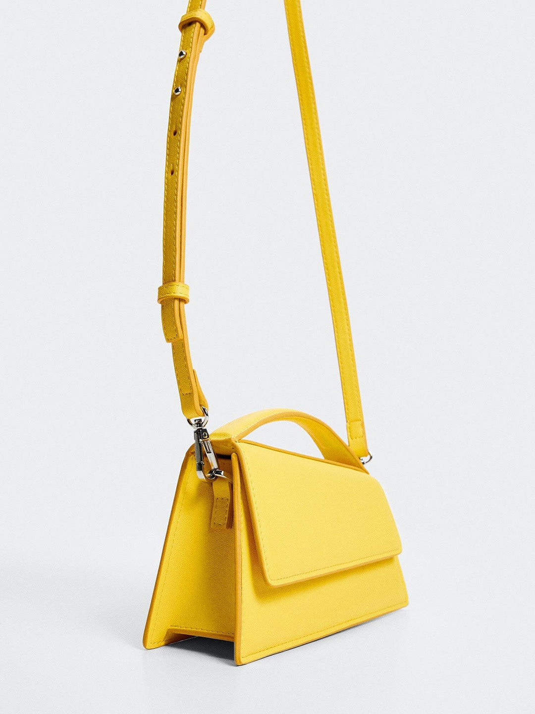 Solid Structured Satchel MANGO Yellow