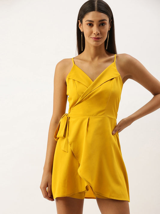 Women Yellow Solid Playsuit Berrylush